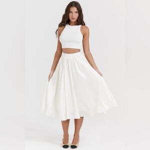 NWT HOUSE OF CB Suzette Satin Midi Skirt size XS